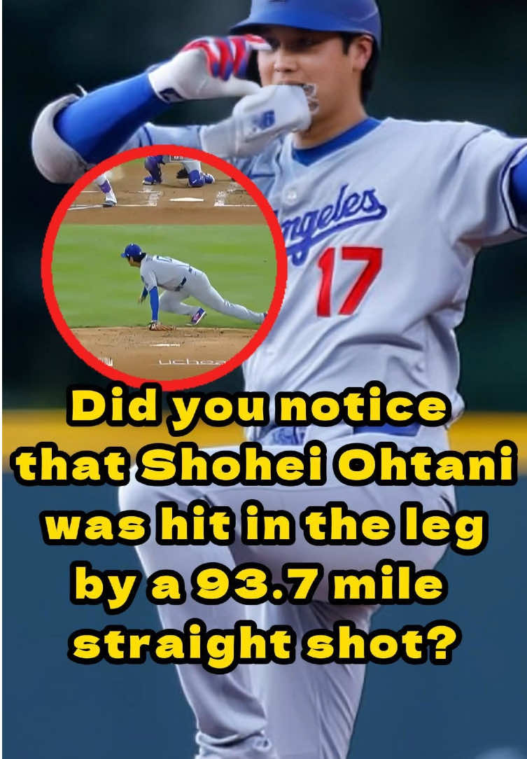 Did you notice that Shohei Ohtani was hit in the leg by a 93.7 mile straight shot?#fyp #fouryou #tiktok #usa #MLB #baseball #shoheiohtani 