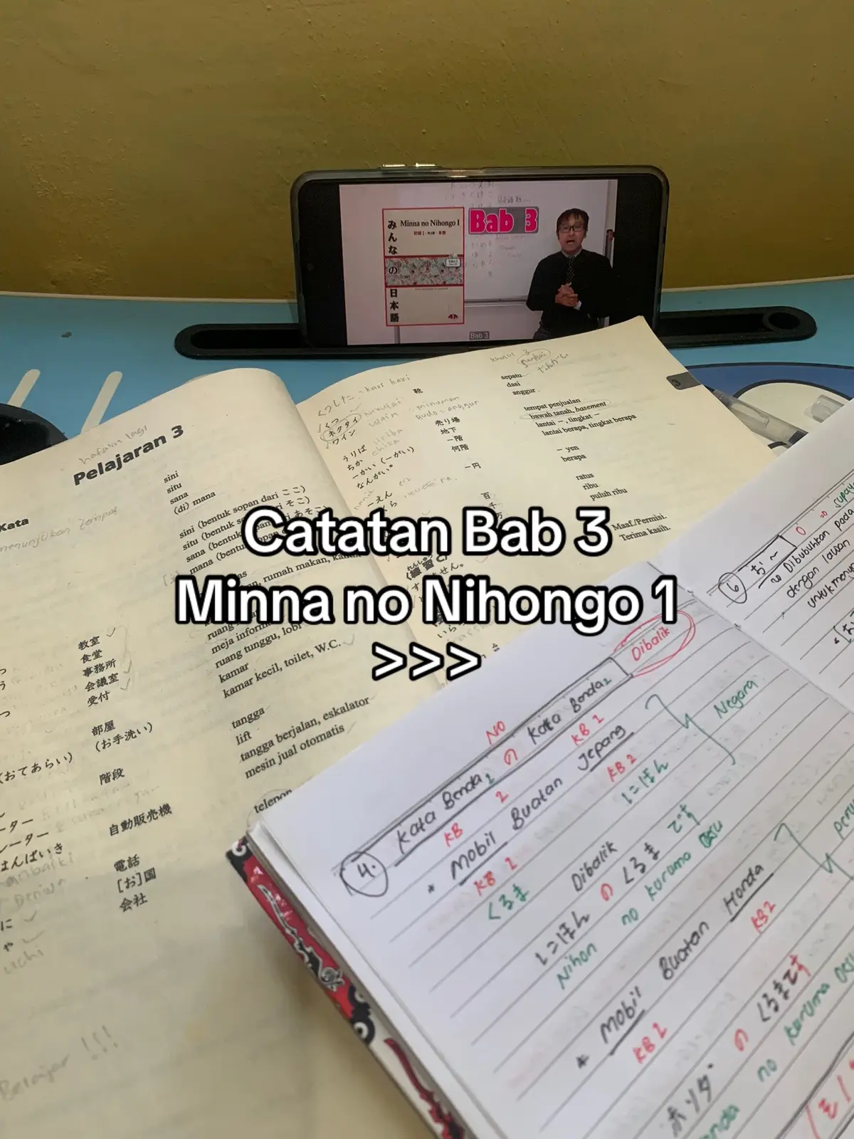 Aku belajar dari buku Minna no nihongo, bisa sambil tutor yt ya. Seblum masuk pola kalimat bisa ngafalin kotoba dulu di buku minna no nihongo🙌 #minnanonihongo #studyjepang #nihongostudy🇯🇵 