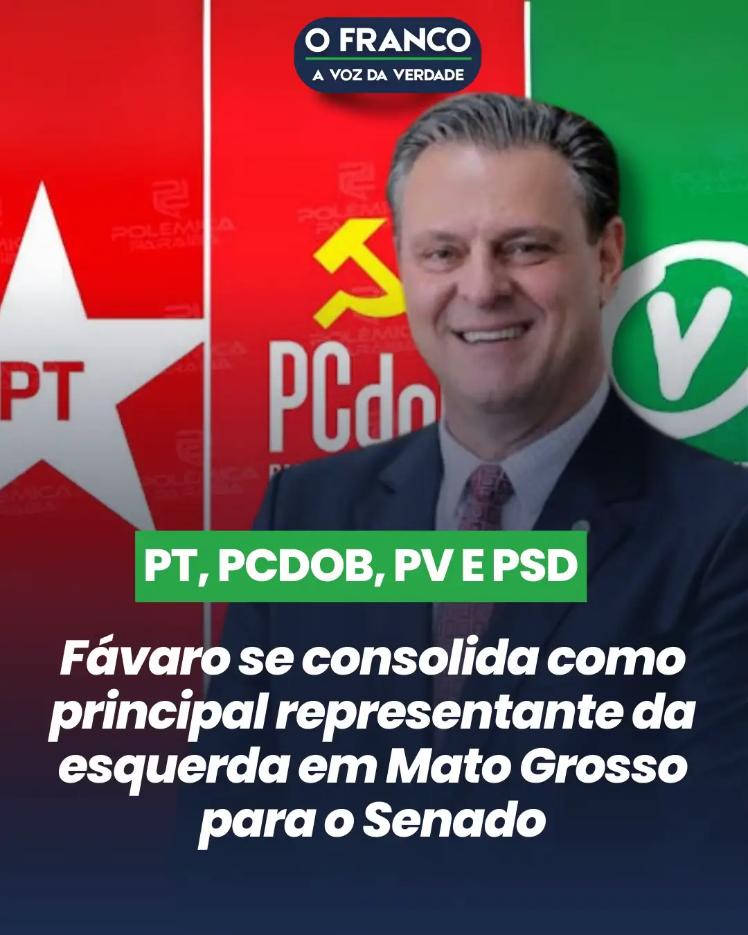 Carlos Fávaro, que conquistou seu mandato com forte apoio do eleitorado de centro e da direita em Mato Grosso, agora aparece como o grande representante da esquerda no estado. O ministro da Agricultura recebeu oficialmente o respaldo do PT, PCdoB e PV para disputar a reeleição ao Senado em 2026.  📲 Veja a reportagem completa em: www.jornalofranco.com