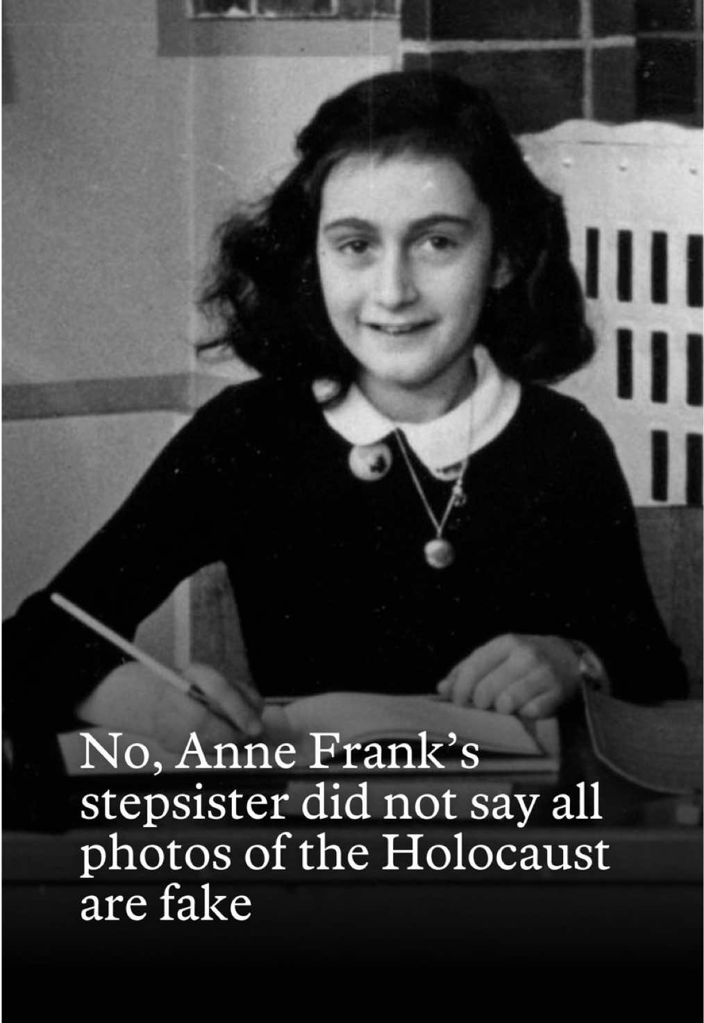 A selectively edited video of Anne Frank's stepsister talking about being liberated from Auschwitz during World War II is being used to deny the Holocaust. Blair Wise explains, read the full fact check at the link in our bio. #annefrank #evaschloss