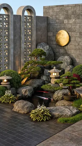 Một chiếc hồ cá Koi nhỏ (5 khối nước) trước hiên nhà, thêm bộ bàn ghế giản dị để ngồi thưởng trà, ngắm cá Koi bơi lội uyển chuyển – khoảnh khắc quây quần ấm áp bên gia đình nhỏ thật hạnh phúc.  #sanvuonphuongdong #sanvuon #thietkedep #ThietKeDocDao 