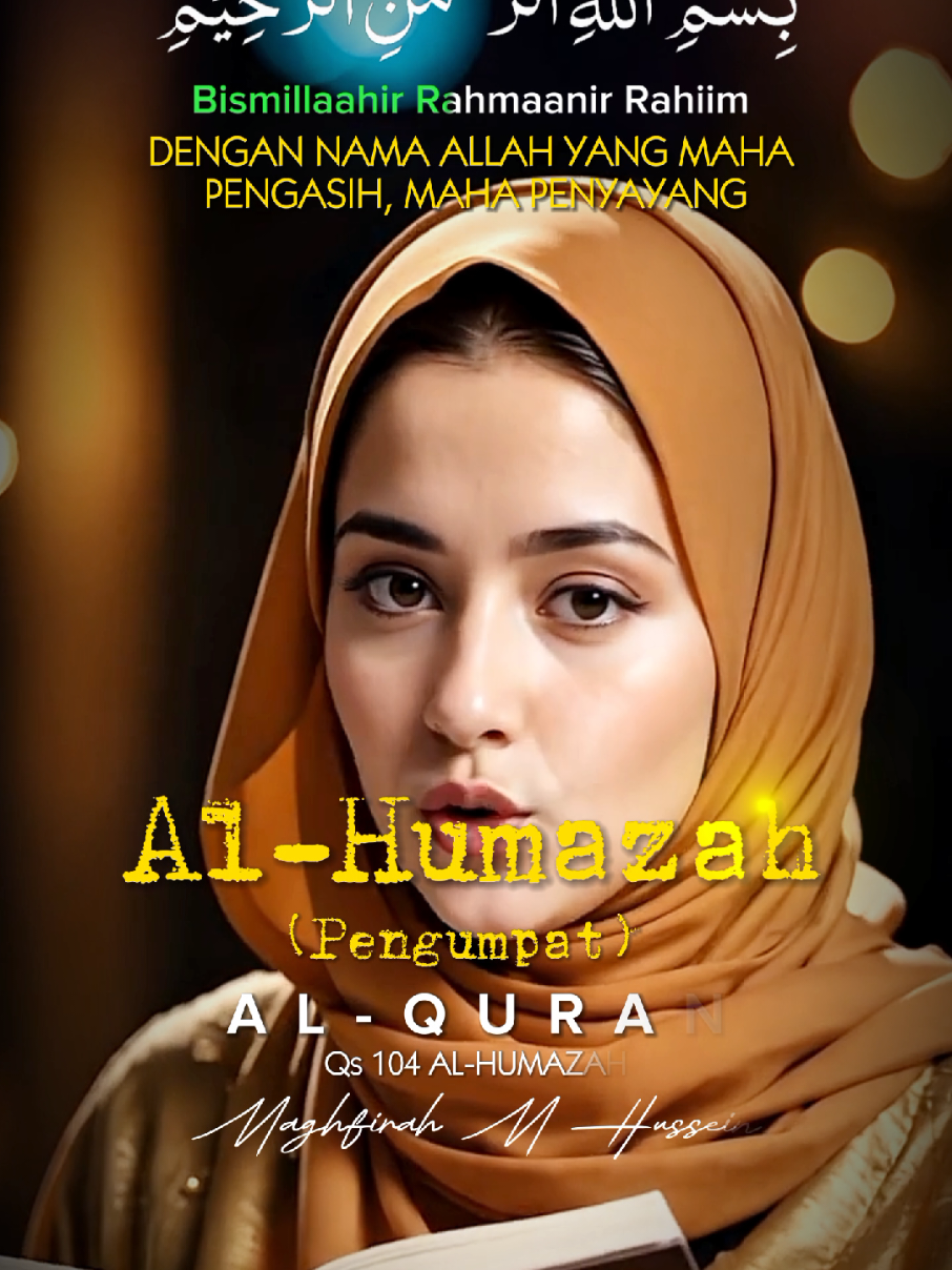 QS 104 AL HUMAZAH Ngaji  Murottal Juz Amma, Suara asli: Maghfirah M Hussein. (Video/gambar fiktif dibuat oleh AI  menggunakan HP android). Picture gen: Photoleap, Croping Huruf Arab: PngMaker, Lipsync gen:  Hedra, Audio Editor: SuperSound, Video Editor: CapCut #alhumazah #maghfirahmhussein  #murottal #juzamma #lipsync