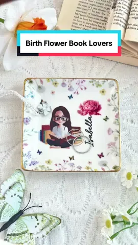 Birth flower flair for book nerds who misplace sparkles often 🌺📘 #macorner #jewelrydish #birthflower #booknerd #booklober