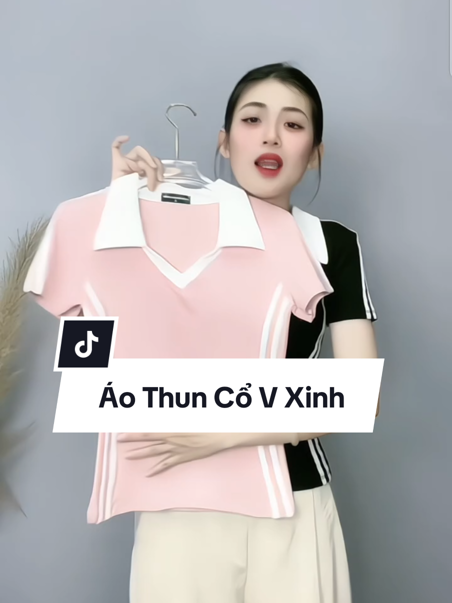 Áo Thun Cổ V Xinh #aothunnu #apthunpolo #aothun 