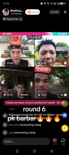 round 6 pk barbar 🔥🔥🔥 @KJ REAL @JB @Abahican73 @MANG AYEK6525  #pktiktokofficial #mangayek #abahican #viral #fyp 