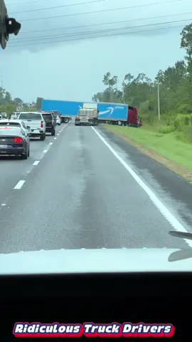 🚨Semi Truck Did U -Turn Ends Up Stuck In The Woods🌲#daahcam #bigrig #uturn #florida #truckdrivers 