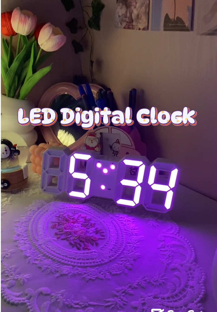 LED Digital Clock 💗🥰🎀 #led #digital #clock #deskdecor #foryou 