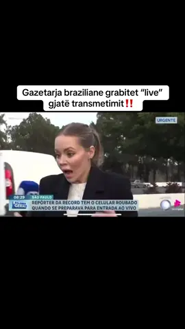 Gazetarja braziliane grabitet “live” gjatë transmetimit‼️  Një ngjarje e pazakontë ka ndodhur në Brazil, ku gazetarja e televizionit Record, Beatriz Casadei është grabitur teksa po përgatitej për një transmetim të drejtpërdrejtë në zonën Marginal Pinheiros, në São Paulo. Ngjarja ka ndodhur përballë Qendrës së Paraburgimit (CDP), kur një person që po udhëtonte me biçikletë i ka marrë celularin dhe është larguar me shpejtësi nga vendngjarja. #zeri #zeriai #zerinews #brasil #beatrizcasadei