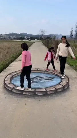 在马路上画个海豚，路人看到激动坏了 #3d#fyp 
