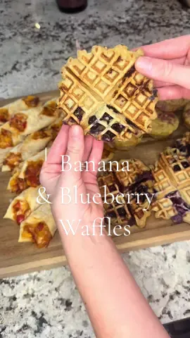 These were so easy to make and made for a great quick breakfast! I just popped them in the toaster to reheat! Would also be a good one to freeze!   Ingredients: -1 ripe banana  -2 large eggs  -1/4 cup oat flour  -fruit of choice (optional) -1 tbsp peanut butter (optional)   This recipe is for 6 mini waffles. I doubled it and made several large waffles! I had to add a little more oat flour to get it to the consistency I wanted!  #toddlerbreakfast, #healthykids, #easymeals, #toddlereats, #momlife