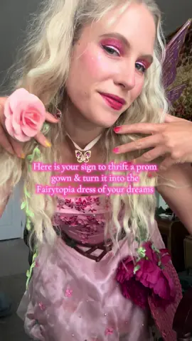 Rhinestoned to the gods 🌸🌷🌸 Hand dyed, rhinestoned, and embellished this baby.  #promgown #fairytopia #BarbieMovie #fairycore #renfaireoutfit 