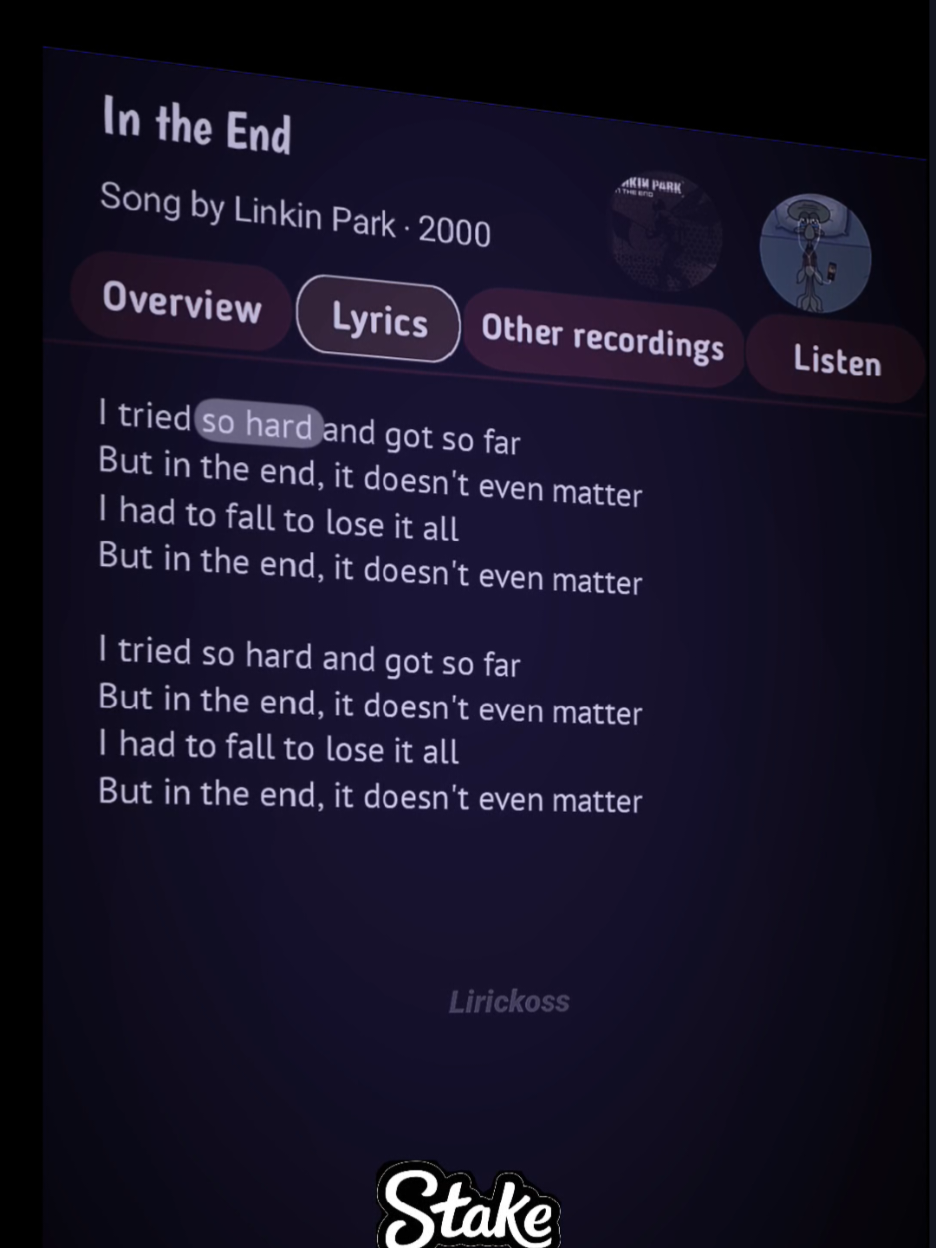 In the end 😔🎧 #lyrics #music #song #fyp #lirickoss 