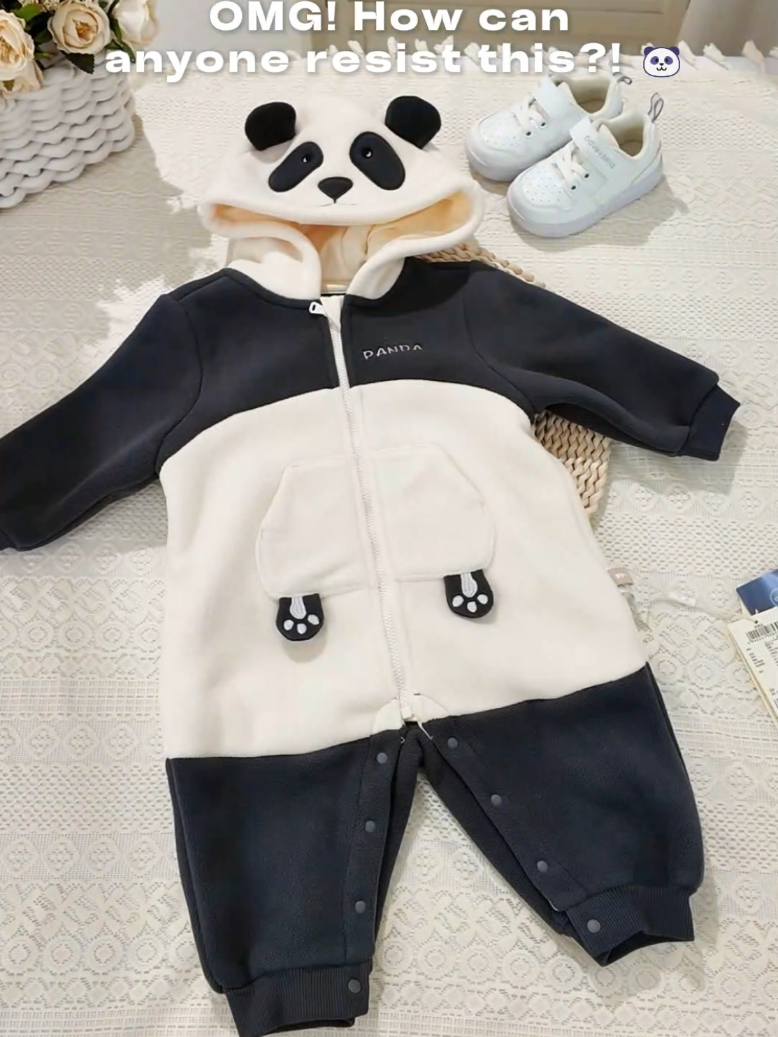 Your Baby’s Cutest Winter Outfit 🐼❄️ | Panda Fleece Onesie 50% OFF 💝✨#kidclothes #kidsfashion #toddlerclothes #toddleroutfit  #davebella 
