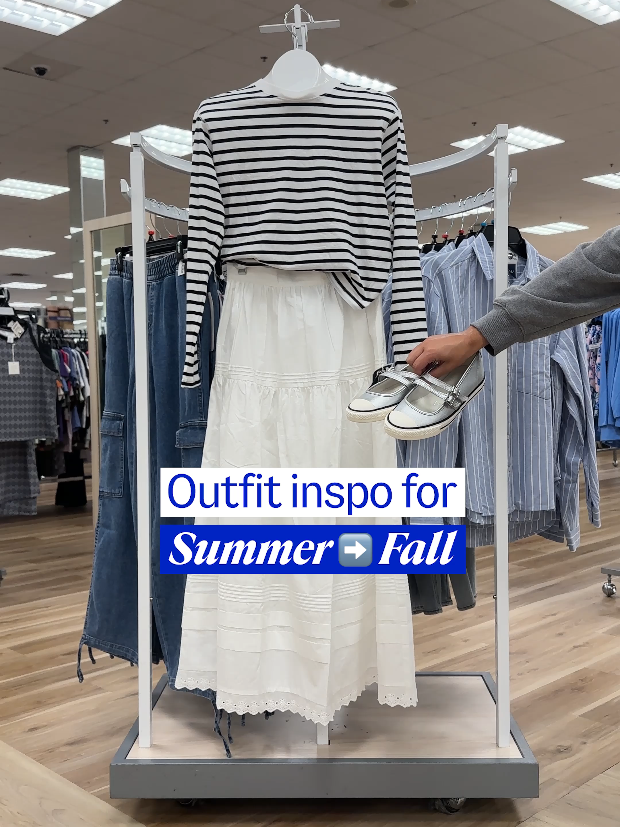 No need to give up your summer’ fits yet ✨Just add a layer #transitionaloutfits #fall #fallstyling #marshalls #marshallsfinds