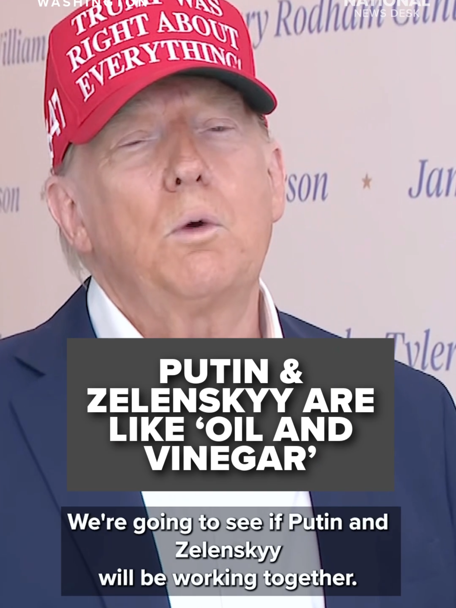 President Trump said that Russian President Putin and Ukrainian President Zelenskyy were like ‘oil and vinegar’ when it comes to ending the three-year conflict between the two countries. Read more at the link in our bio.