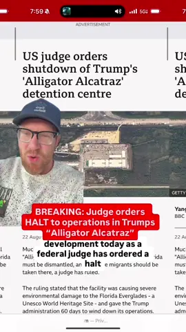 BREAKING: Judge orders HALT to operations at “Alligator Alcatraz” This case is still active. Florida and the Trump regime will absolutely appeal. But it’s a big win for human rights and environmental justice.