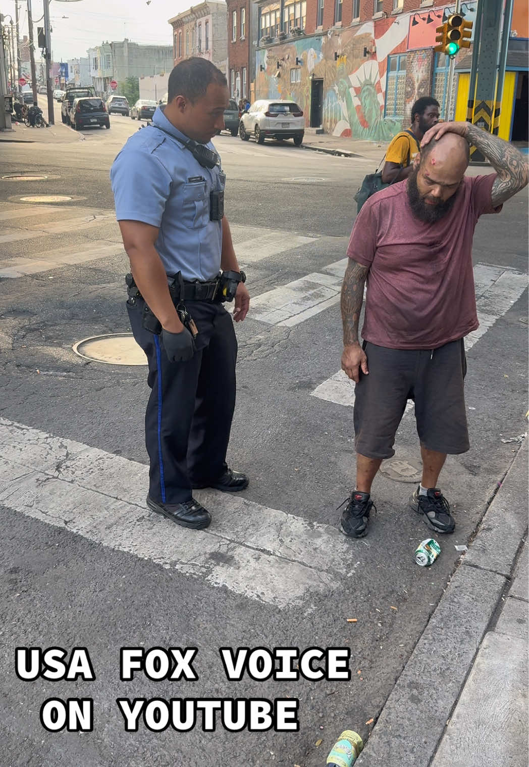 Police Officer Forces Man To Get Up That Was Laid Out In The Street #fyp #trending #addictionrecovery