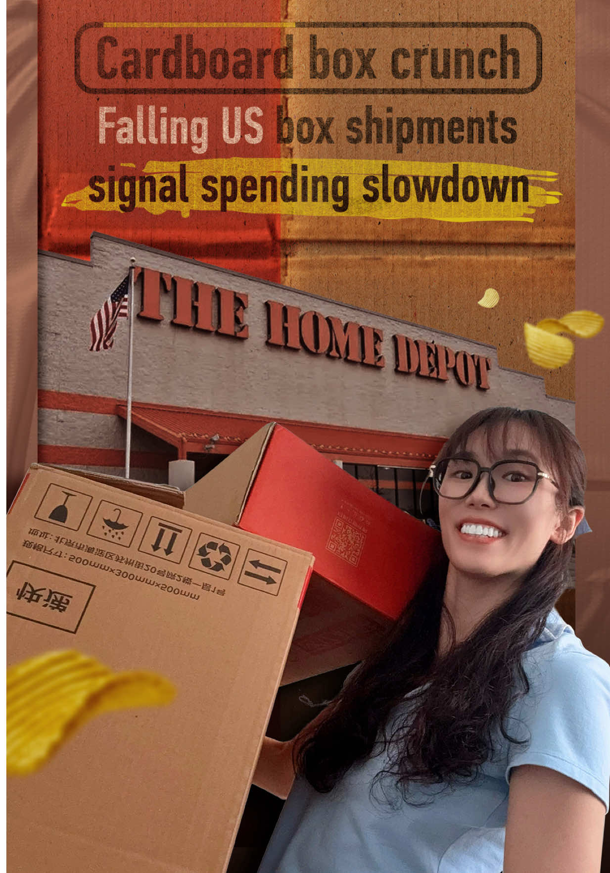 Cardboard box crunch📦 Box shipments in the US fell in Q2 to their lowest level since 2015. This unusual economic indicator signals a 