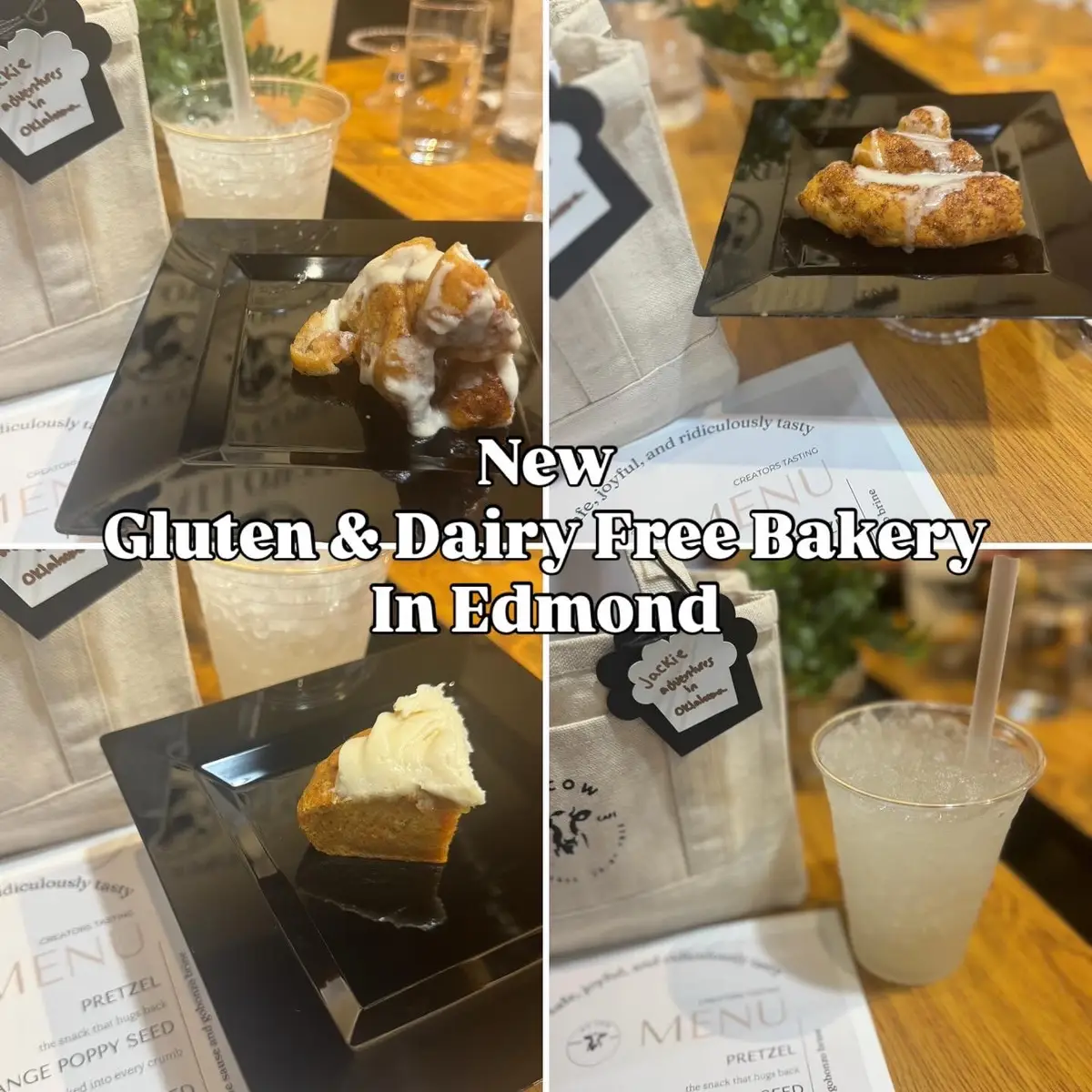 Hey my gluten and dairy free friends! We’ve got a new bakery located at Edmond Railyard!  The owners of No Cow Bakery are passionate about bringing true gluten free options - emphasis on dessert - to the community because they are celiac and saw a need for it in the community.  Best thing?! They taste great! I really really loved the poppy seed muffin and the red velvet cake 🤌🏼  Plus the Italian and the jalapeno pretzels are DELISH!  Be sure to stop by and check them out today!  #edmondok #oklahoma #glutenfreedessert #glutenfreebakery #edmondoklahoma  