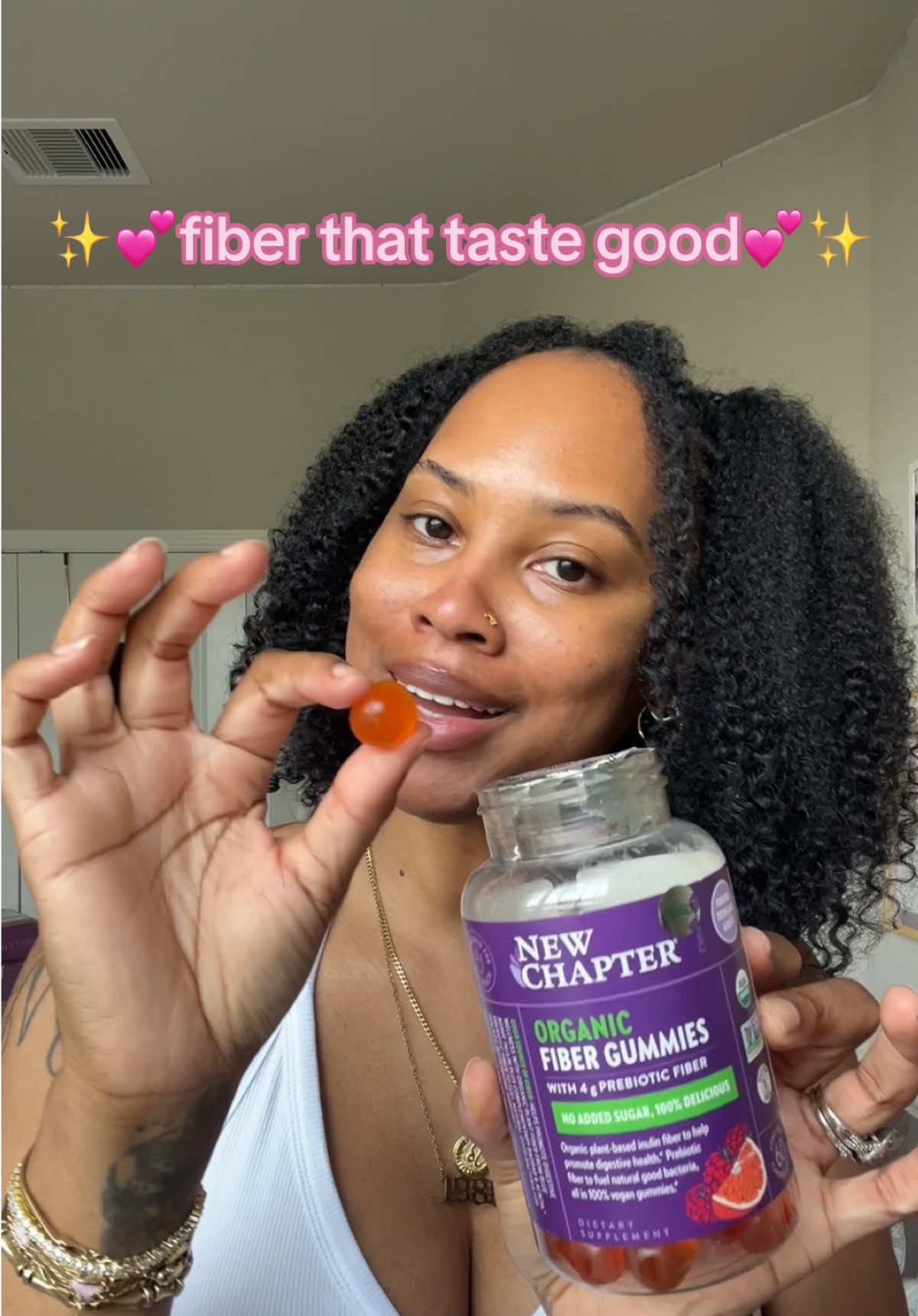Gut health but make it ✨a vibe✨ … vegan, no added sugar & tastes like candy 💜 @New Chapter Inc #guthealth #fibergummies #selfcarefromtheinside #tiktokshoplabordaysale #tiktokshopcreatorpicks 