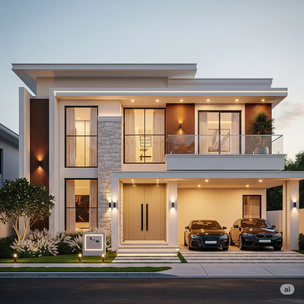 Siapa yang nggak mau punya rumah mewah kayak gini? Perpaduan arsitektur modern, jendela kaca besar, dan aksen kayu-batu bikin rumah ini super elegan dan nyaman. ✨ Pencahayaan di malam hari bikin suasananya makin estetik! Cocok banget buat kamu yang lagi cari inspirasi desain! #RumahModern #DesainRumah #RumahMewah #Arsitektur #InspirasiRumah