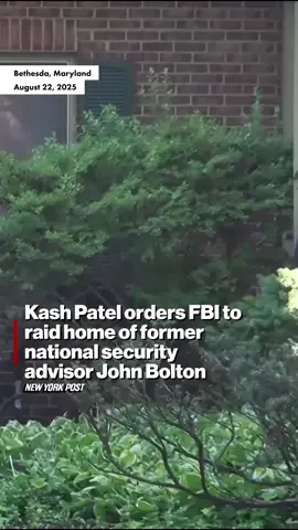 FBI agents raided the Maryland home and Washington, DC office of President Trump’s former national security adviser John Bolton in a high-profile national security probe involving classified documents. Federal agents went to Bolton’s house in Bethesda, Md., at 7 a.m. in an investigation ordered by FBI Director Kash Patel, a Trump administration official told The Post. Link in bio for more.