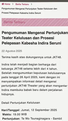 20 hari lagi ya cantik ☺️ @indira putri  #indiraputriseruni #indirajkt48 #jkt48indira #gen10jkt48 #lastshowjkt48 #fjkt48  #pengumumankelulusan #jkt48 #jkt48newera 