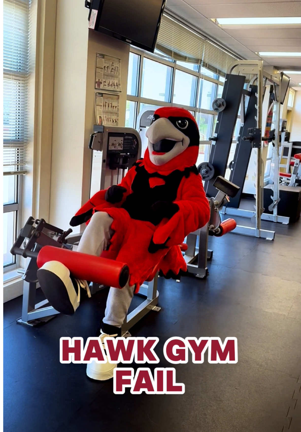 Nothing beats a... gym fail? Our good old mascot had some fun in the gym on campus the other day but we are thinking it might need to take a fitness course fall semester... What do you think? #laspositascollege #fun #gymfail #fyp #fypシ 