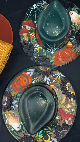 Retro Halloween>>>  I hand painted these! 🥰 #retrohalloween #halloween #spookyseason #customhat 