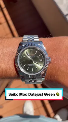 Seiko Mod Datejust Green Olive 🫒 Segue-nos no Instagram e envia mensagem privada para personalizares o teu Seiko Mod #seikomod #seiko #watchmod #datejust #fy 