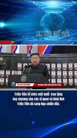 💥Theo bản tin của Hãng thông tấn Trung ương Triều Tiên ngày 22, Triều Tiên gần đây đã tổ chức một buổi lễ lớn để trao tặng huy chương cho các sĩ quan và binh lính Triều Tiên đã sang Nga chiến đấu.#news #tinnong #tiktokgiaitri #trieutien #tik_tok 