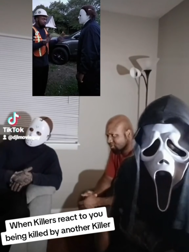 Halloween 4 reaction with Jason and Ghostface 🤣👻 #halloween #Jasonvoorhees #ghostface #michaelmyers #horror 