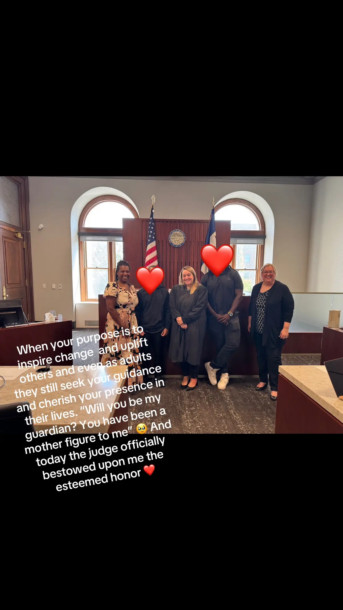 When your purpose is to inspire change  and uplift others and even as adults they still seek your guidance and cherish your presence in their lives. “Will you be my guardian? You have been a mother figure to me” 🥹 And today the judge officially bestowed upon me the esteemed honor ❤️