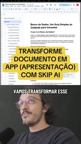 DOCUMENTO em APP (apresentação), com Skip AI. #fyp #app #inteligenciaartificial 