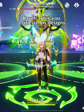 Aegis and I are now closely bonded because of pyro plunge Kaveh and his allergy to critting. I love nuking Kaveh, so fun!!! || tags: #GenshinImpact #kaveh #pyro #aegis #hoyocreators ||