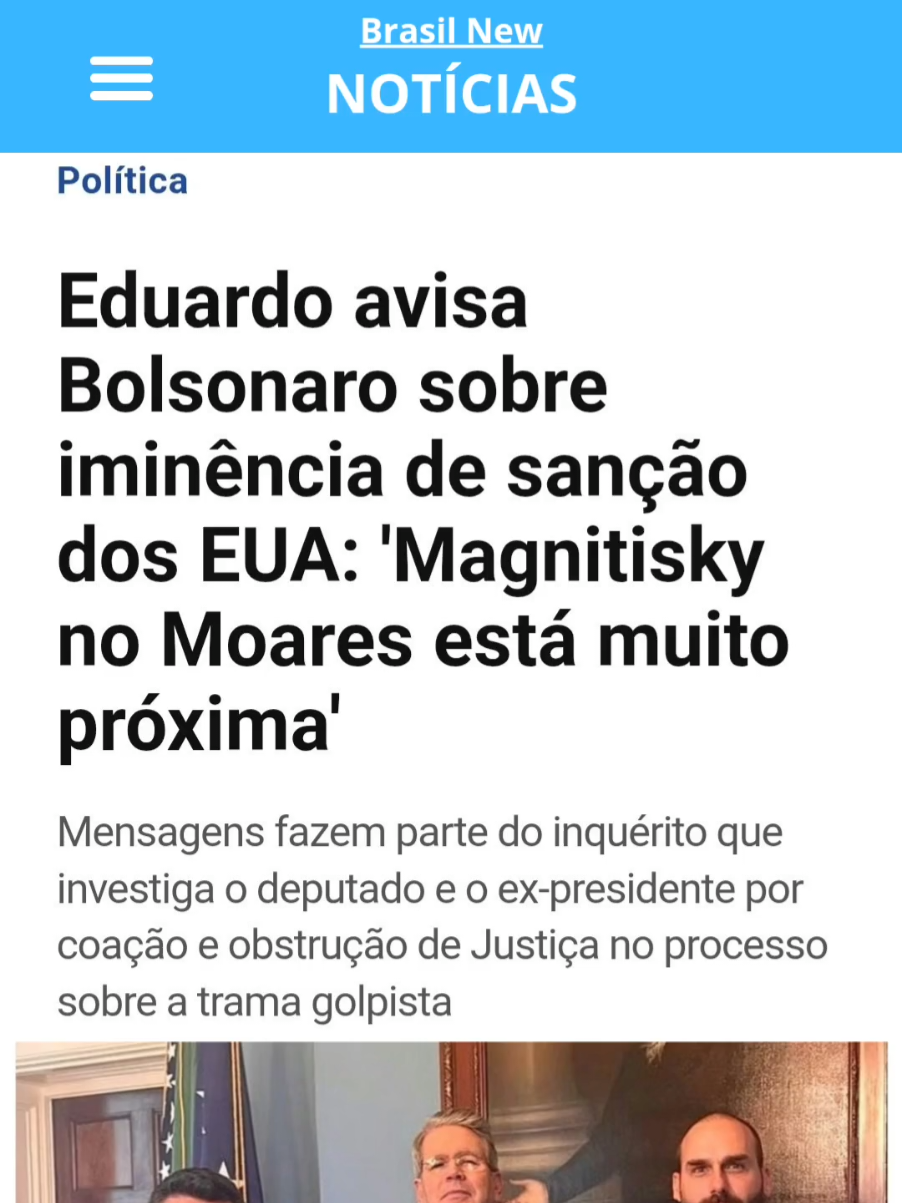 Eduardo avisa Bolsonaro sobre iminência de sanção dos EUA: 'Magnitisky no Moares está muito próxima' Mensagens fazem parte do inquérito que investiga o deputado e o ex-presidente por coação e obstrução de Justiça no processo sobre a trama golpista #noticiasbrasilnew #eduardobolsonaro #magnitisky #moraes #bolsonaro 