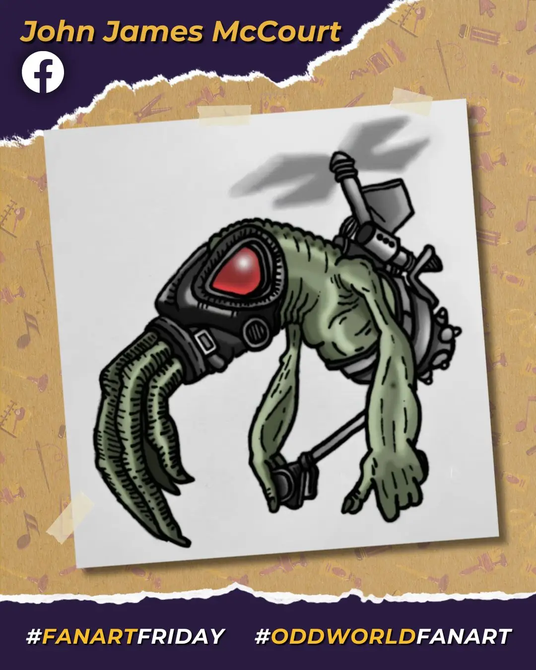 Flying into the weekend like this incredible slig! Big thanks to John James McCourt for this terrific #FanArtFriday creation. #OddworldFanArt