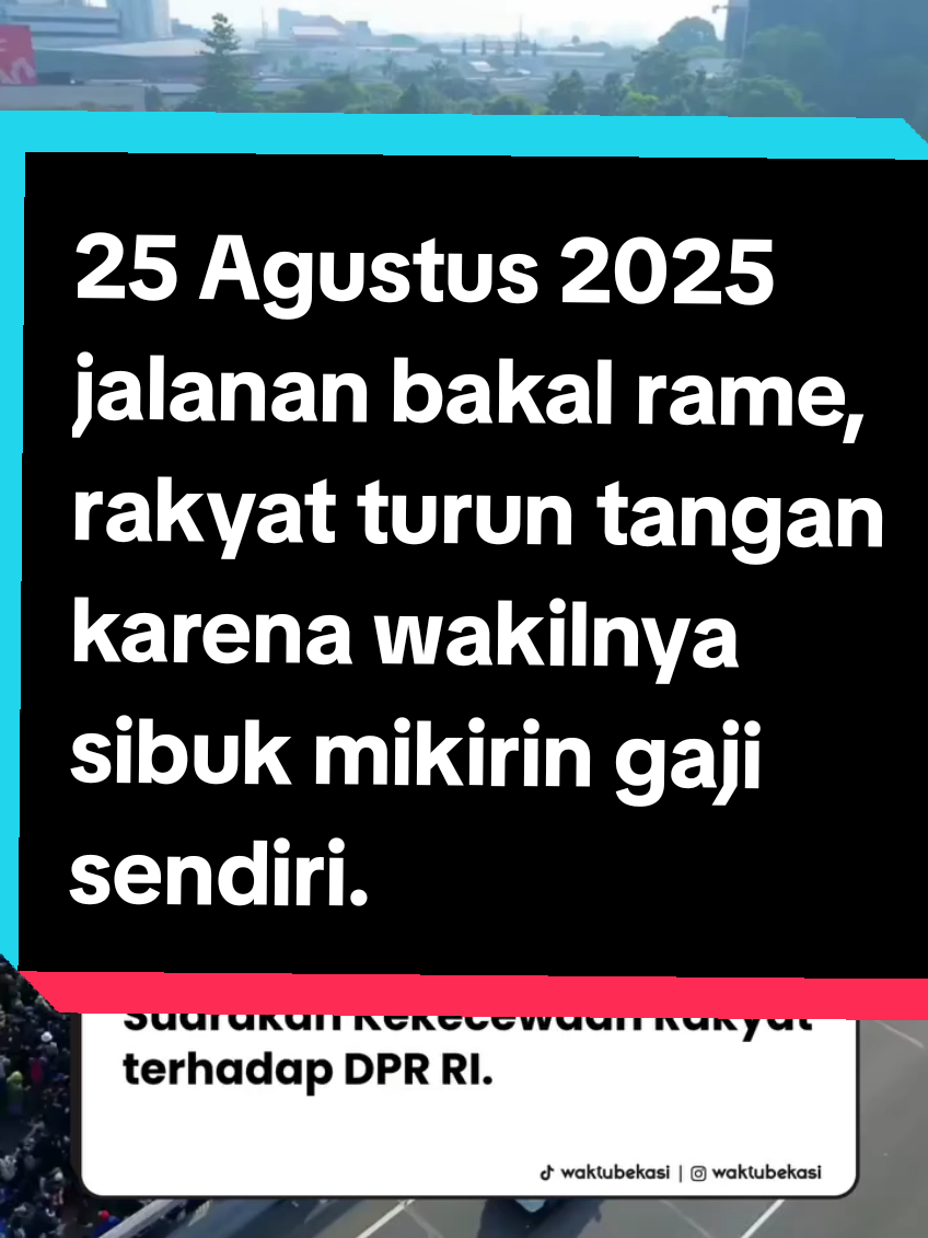 25 Agustus, jalanan bakal rame, rakyat turun tangan karena wakilnya sibuk mikirin gaji sendiri.\n\n#reels #reel #dpr #prabowo #indonesia 