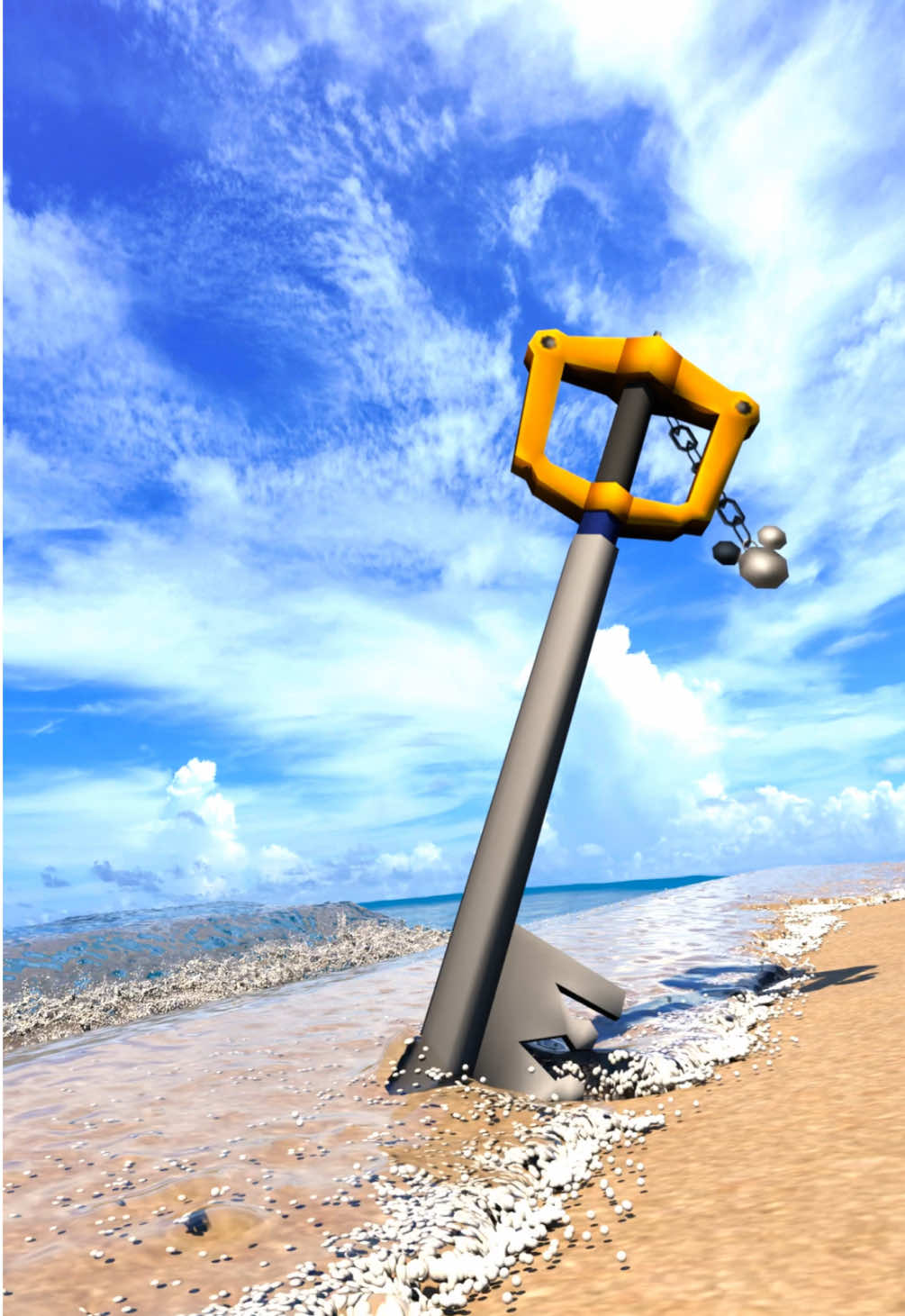 long forgotten times #nostalgia #2000s #ethereal #kingdomhearts #keyblade #roxas #sora #riku #3d #3danimation #blender #flipfluids #ocean #beach