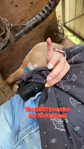 Staying cool in Florida during the summer is impossible but this undershirt fan is pretty freaking cool! Literally! ❄️💙 #tiktokshoplabordaysale #undershirtfan #barrelracingtok #horsegirls #spurrinscrubs 