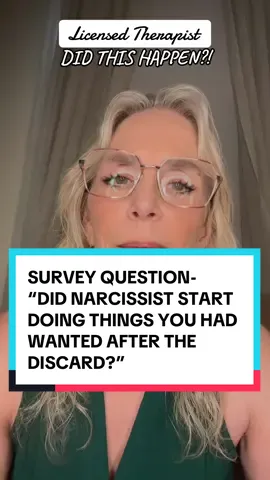 #Survey  Did the narcissist  start doing all the things you’ve always wanted and pleaded with them to do, after the discard? One, they know it’s gonna bother you. Two, they want you to think you made a mistake and they changed. They get supply  just knowing how you’re going to feel. Text for individual or group counseling/coaching. #T#TraumaInformeds#sexualabusedd#deceptionN#NarcissisticAbuse