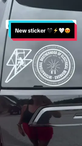 Replying to @⚡️Michelle | sandiego photog You were right I did need a BIGGER one!! 😍 I’m OBSESSED with this black & white sticker from my friend @CharlieBro 🖤🤍⚡️ #linewife #ibew #bluecollarwifey #proudlinewife 