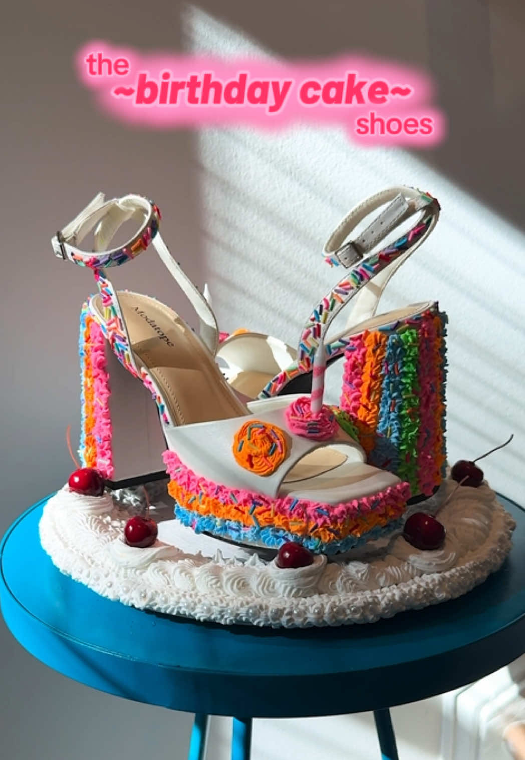 can’t wait to see these fake cake shoe beauties hit the town tomorrow!! 🎂 #fakecake #diyshoes #cakeshoes #birthdaycakediy 