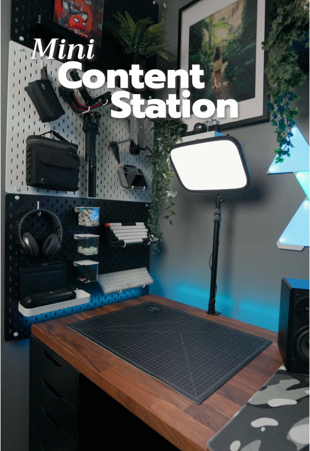 My Mini Content Station. This is where I film B-Roll like unboxings, cover photos, or creative shots to add to my videos. I needed a spot that would be easy to setup and film to make more videos. So far it works exactly how I want it to so I thought I’d share it with you.  #tech #contentstudio #film #ikea #elgato