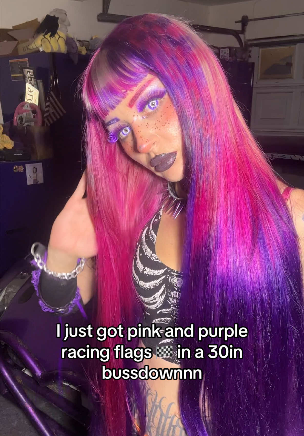 Just got my hair done!!! To look like pink and purple racing flags!! 💇🏼‍♀️🏁 #hairtok #longhair #hairtransformation #hair #hairstyle 