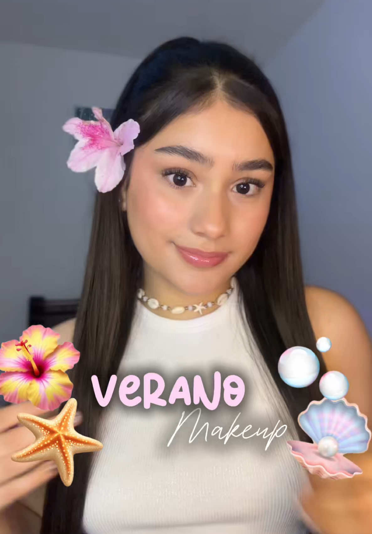 Simple natural makeup perfecto para el verano ☀️🍉la florecita le dio el toque 😍 #naturalmakeup #verano #simplemakeup #belleza #creatorsearchinsights 