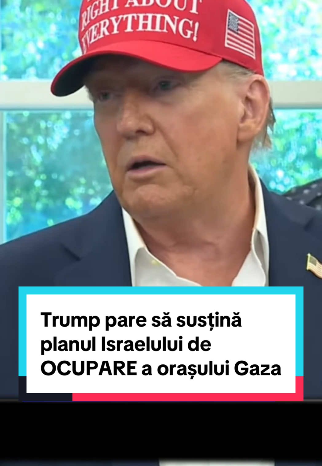 Președintele SUA, Donald Trump, a părut să susțină, vineri seară, planul armatei israeliene de a interveni în orașul Gaza, dar a solicitat oprirea conflictului, fie printr-o intervenție rapidă care să permită eliberarea ostaticilor, fie printr-un acord diplomatic. Rugată să comenteze apelurile familiilor ostaticilor israelieni de a fi evitată intervenția militară în orașul Gaza, Donald Trump a răspuns: ”Să știți că nu toate familiile ostaticilor se opun intervenției. Trebuie să înțelegeți că eu am facilitat eliberarea ostaticilor, mulți oameni, dacă nu eram eu, nu ar fi fost eliberați. Colaborez cu premierul Benjamin Netanyahu și cu emisarul special Steve Witkoff, dacă nu eram eu, acești ostatici ar fi fost cel mai probabil morți acum”. #trump #news #europe #stirilezilei #gandul 