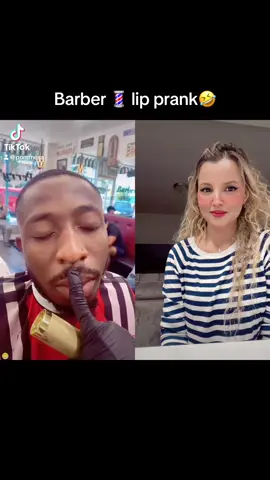Barber lip prank 😂 TikTok: #FunnyVideos #ComedyTok #LaughOutLoud #FYP #ComedyGold