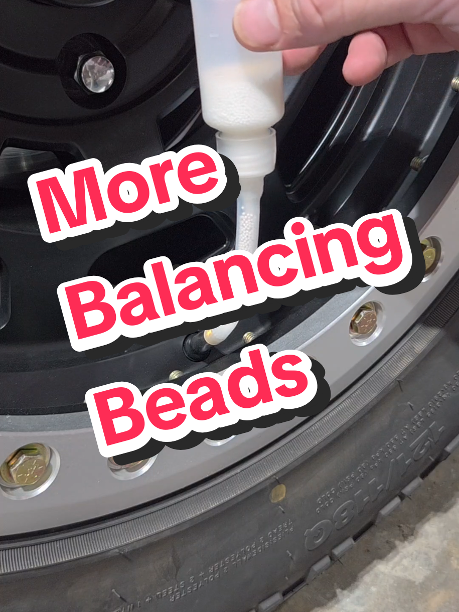 Adding more balancing beads to my tires. I think i was a tad low before. Not surprising these tool a lot of stick on weights to balance out. #balancingbeads #tires #wheels #offroad #jakesohvadventures 