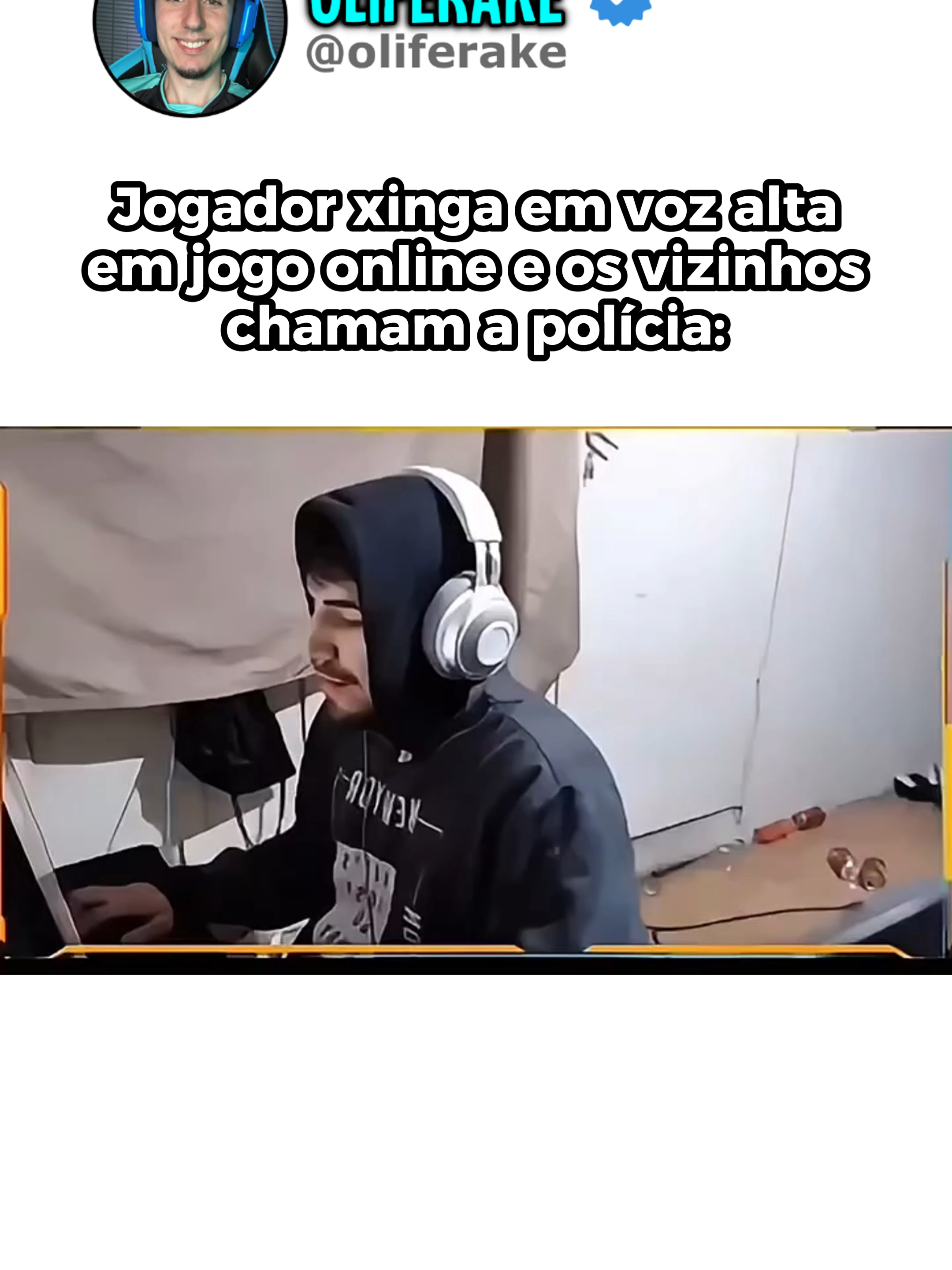 Jogador xinga em voz alta e vizinhos chamam a polícia #memes #videogames #gamers #jogos